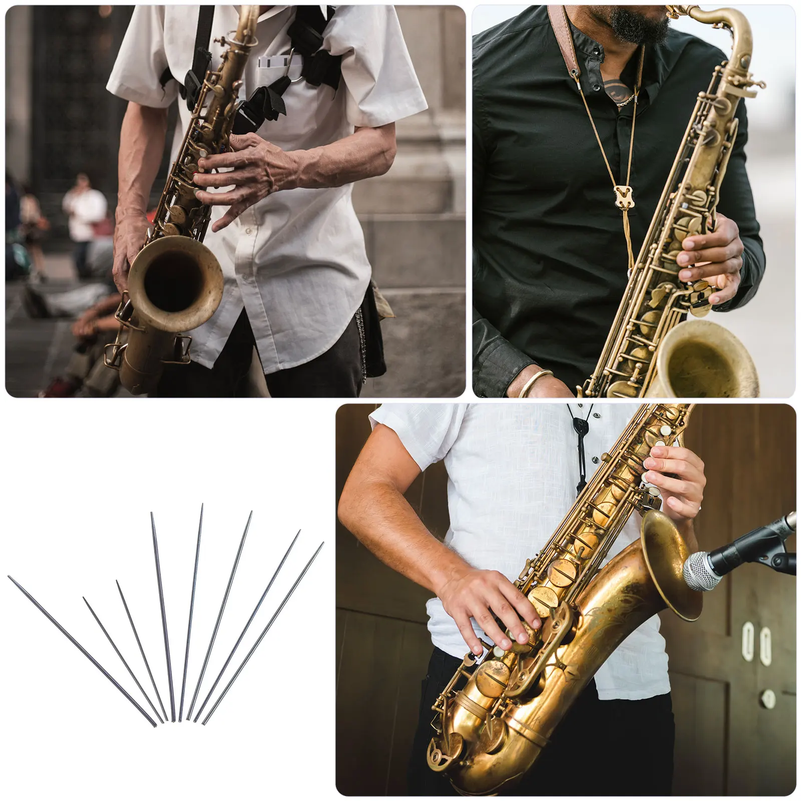 

8pcs Saxophone Needle Spring 0.6 0.7 0.8 0.9 Each 2 Long Life Easy Carry Instrument Repair Accessories Clarinet Needles Beginner