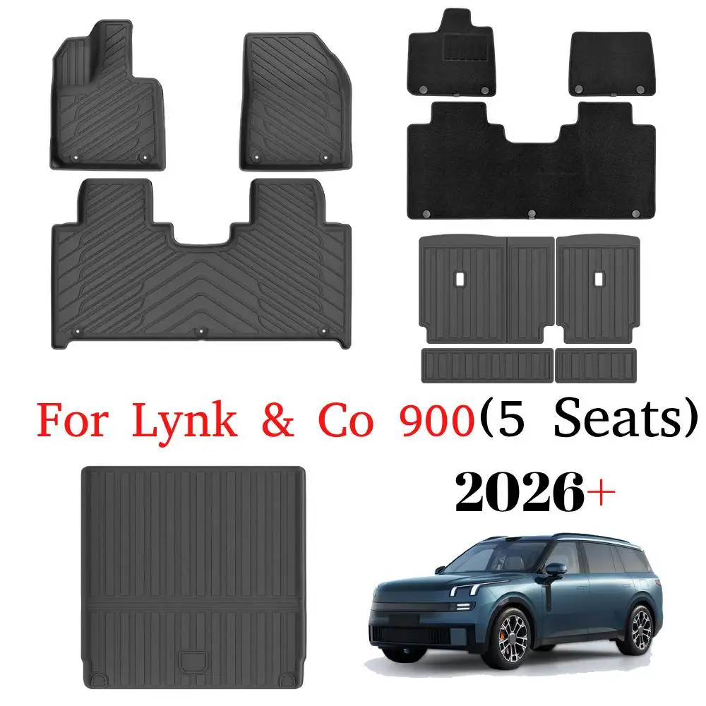 

For Lynk & Co 900 (5 Seats) 2026 TPE 3D Floor Mats All Weather Front Rear Cargo Liner Trunk Mat Waterproof Anti-Slip LHD