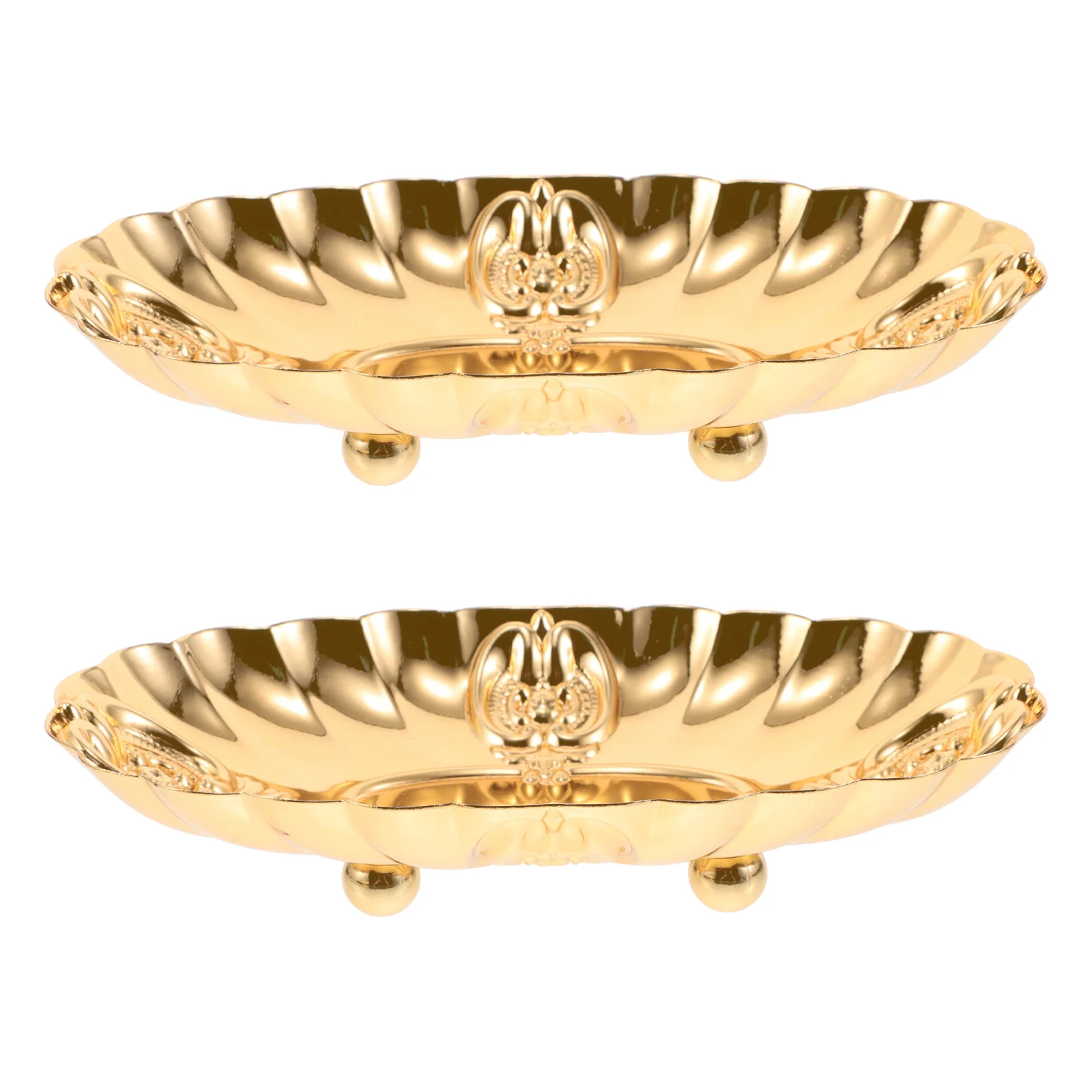 

2Pcs Vintage Carved Metal Jewelry Tray Elegant Organizer Tray for Rings Necklaces Bracelets Decorative Display