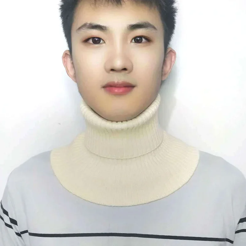 New Men Fake Collar Scarf Knitted Elastic False Collar Scarf Warm Winter Cycling Turtleneck Woolen Detachable Wrap Scarf