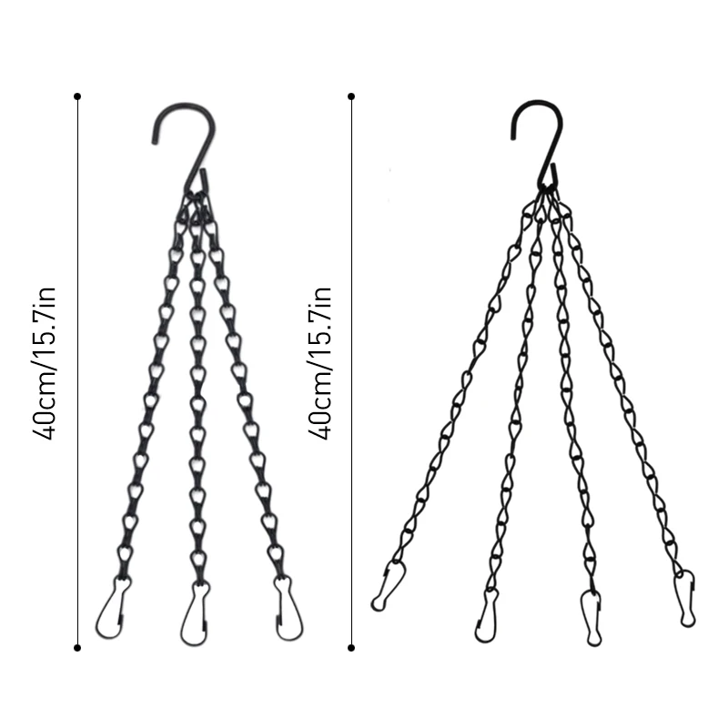 1/3pc 40cm Garden Basket Hanging Metal Chains Flower Planter Pots Holder  3/4  Point Plant Hanger Home Garden Tools