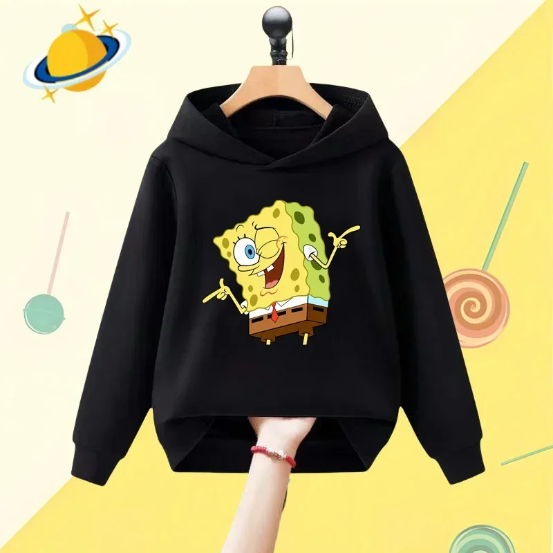 Spongebob Pie Big Star Anime kids Hoodie Cartoon print Autumn/Winter Long sleeved sweatshirt Boys/girls Kawaii casual top