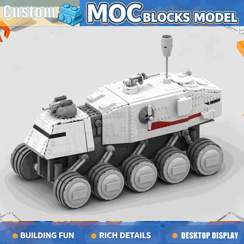 2871PCS Futuristic Eight Wheel Armored Transport Build Blocks Sci Fi Vehicle Model Creative DIY Assembly Display Collection Gift