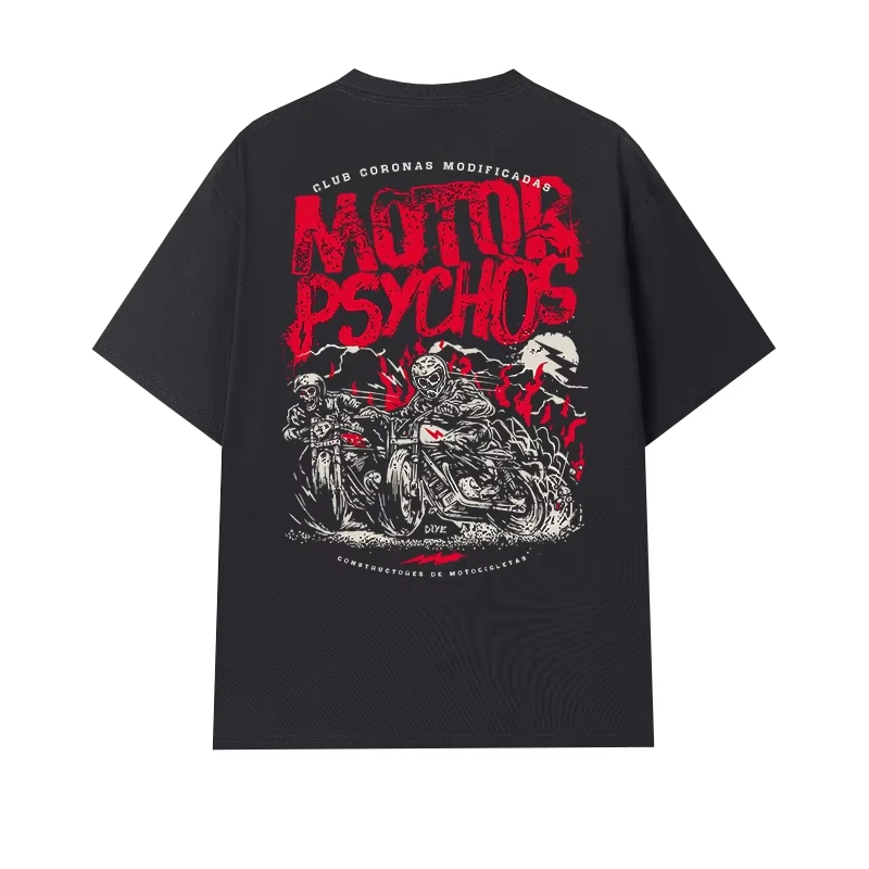 

2025 Summer American Heavy Duty Motorcycle Printed Men's T-shirt Motorcycle Pure Cotton Breathable Sweat Absorption T-shirt Moto
