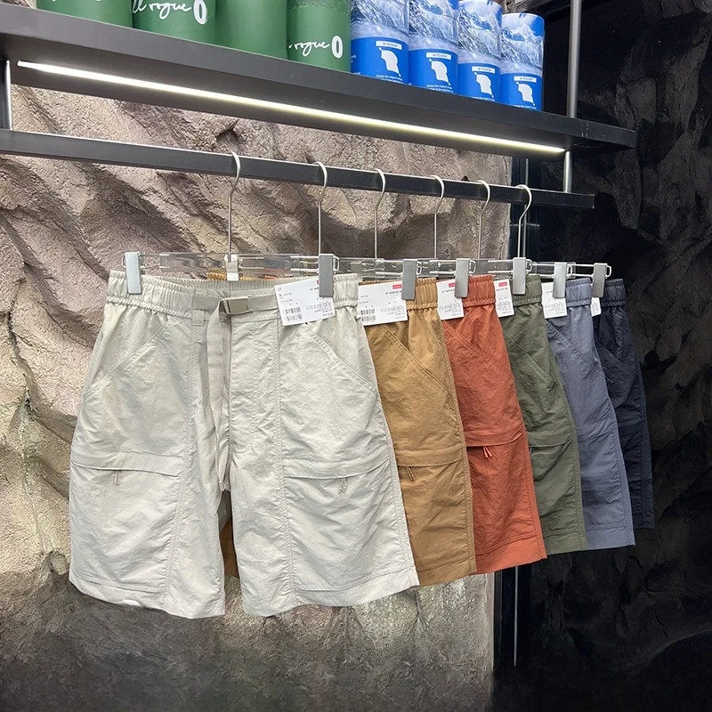 

Summer Casual Loose Fit Multket Outdoor Men's orts Youthful Energy Pure Color Workwear Sle with Bule Detail