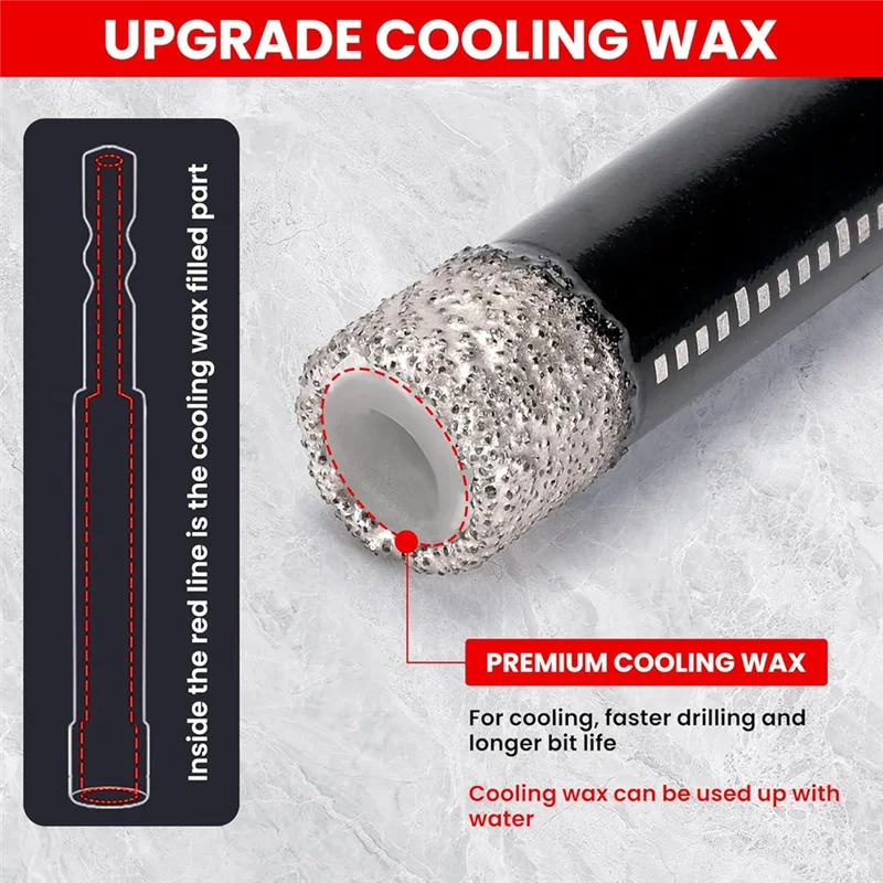 

ABKO-10-Pack Diamond Drill Bits Set, 1/4 5/16 3/8 1/2 Inch Diamond Hole Saw - 1/4 Hex Shank Core Drill Bits For