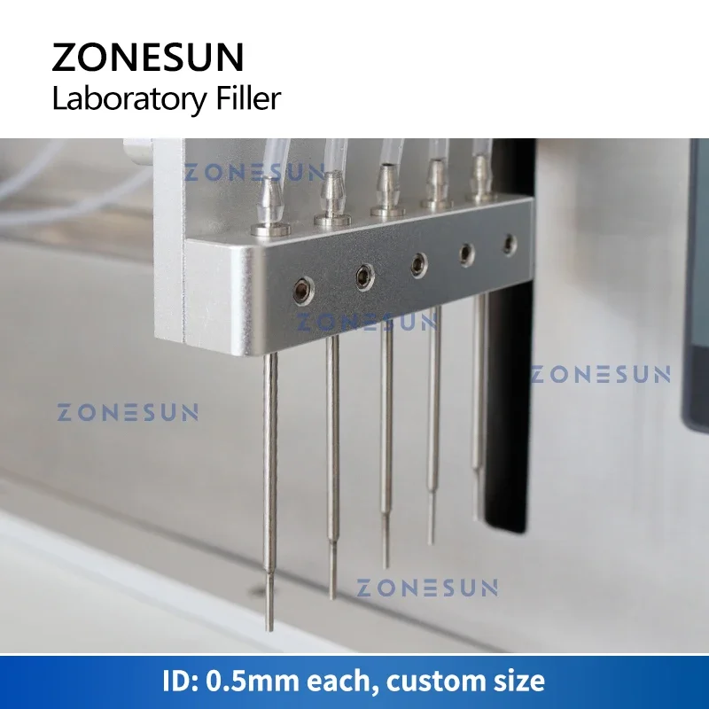 ZONESUN آلة تعبئة السوائل بمضخة السيراميك الأوتوماتيكية 5 فوهات 0.01-0.17 مللي كاشف حشو مختبر عالي الدقة ZS-YTCPD5