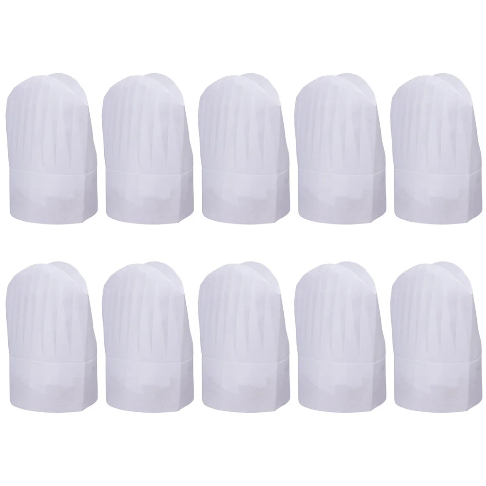 10Pcs Disposable Chef Hats Non-Woven Safe Healthy Cooking Baking Restaurant Kitchen Coffee Shop Bakery Sushi Bbq Heat Resistant