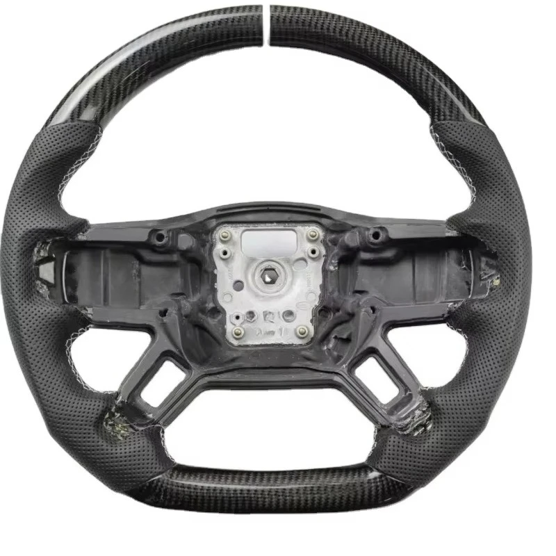 D-Shape Carbon Steel Sports Steering Wheel for  Defender Flat Bottom