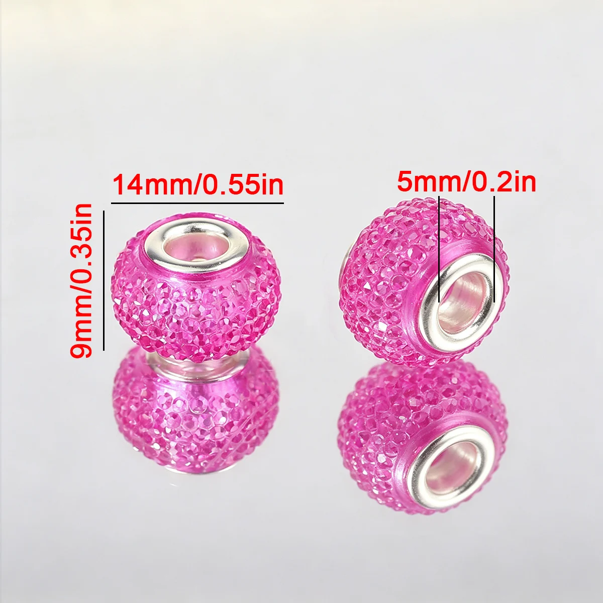 14mm Resin Bayberry-Shaped Beads Large-Hole Rose Red Handmade DIY Jewelry-Making Loose Bead Bracelets Necklaces Accessories