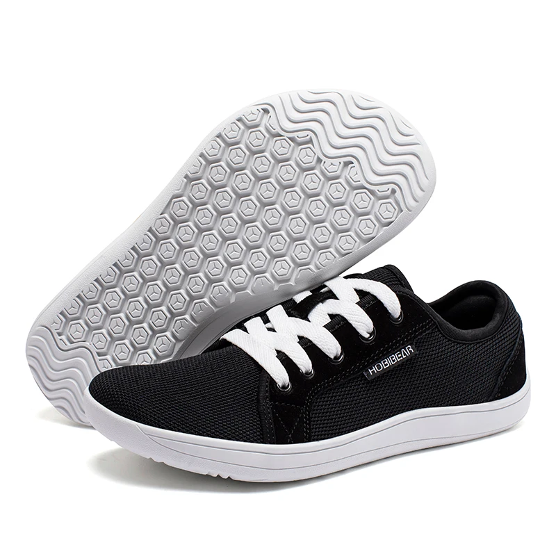 HOBIBEAR Wide Toe Barefoot Shoes Womens Mens Outdoor Lace Up Running Sneaker Zero Drop Comfortable Casual Shoes