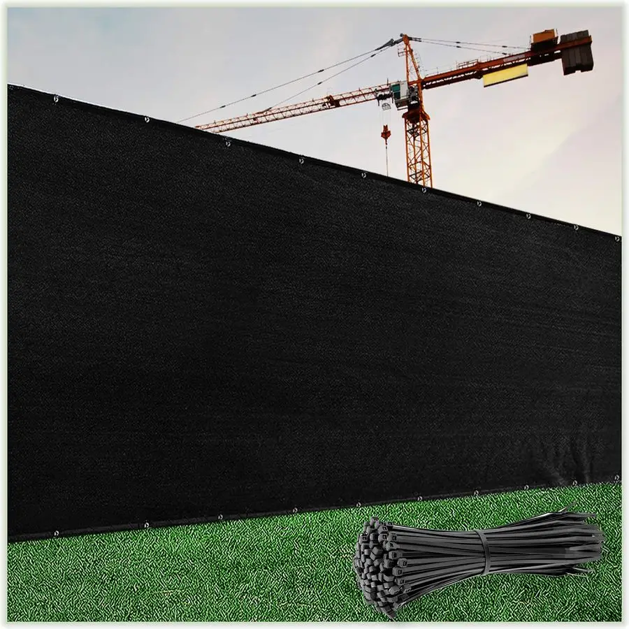 

5 x 50 Black Fence Privacy Screen Windscreen Cover Fabric Shade Tarp Netting Mesh Cloth Commercial Grade 170 GSM Cable Zip Ties