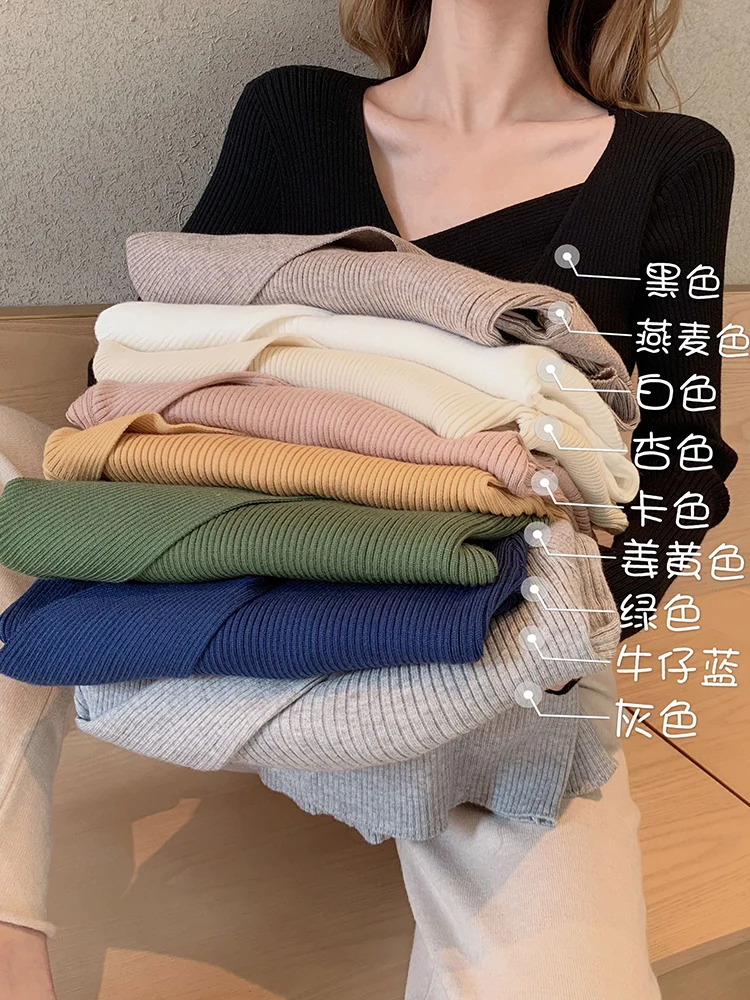 Sexy V neck Sweater Women Sweaters Fashion Jersey Women Winter 2024 Autumn Pullover Women Sweater Jumper Truien Dames