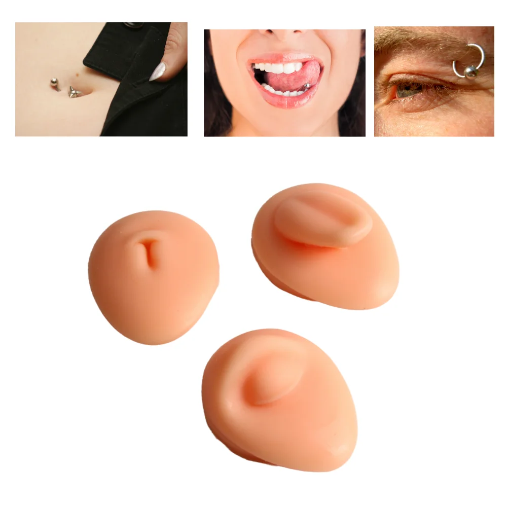 

1pcs Silicone Piercing Practice Model Eyebrow Tongue Belly Button Body Parts Skin Color Training Skin for Tattoo Artists