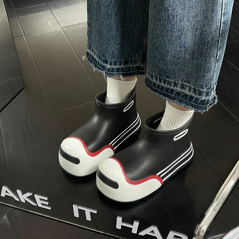 New Women Rain Boots Girls Fashion Female  Ankle EVA Waterproof Boots Outfits Rubber Water Shoes Rainboots Spring Autumn