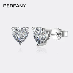 PERFANY 1CT/2CT Moissanite Earrings for Women S925 Pure Silver Heart-Shaped Cutting Laboratory Diamond Earrings Luxury Jewelry