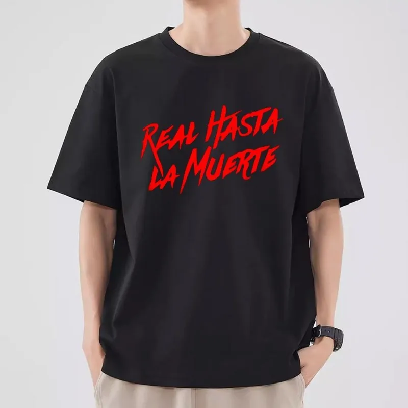 Rapper Anuel AA Real Hasta La Muerte T Shirt Men Couple Combination Clothes Short Sleeve Collar Fashion T-shirt Women Cotton