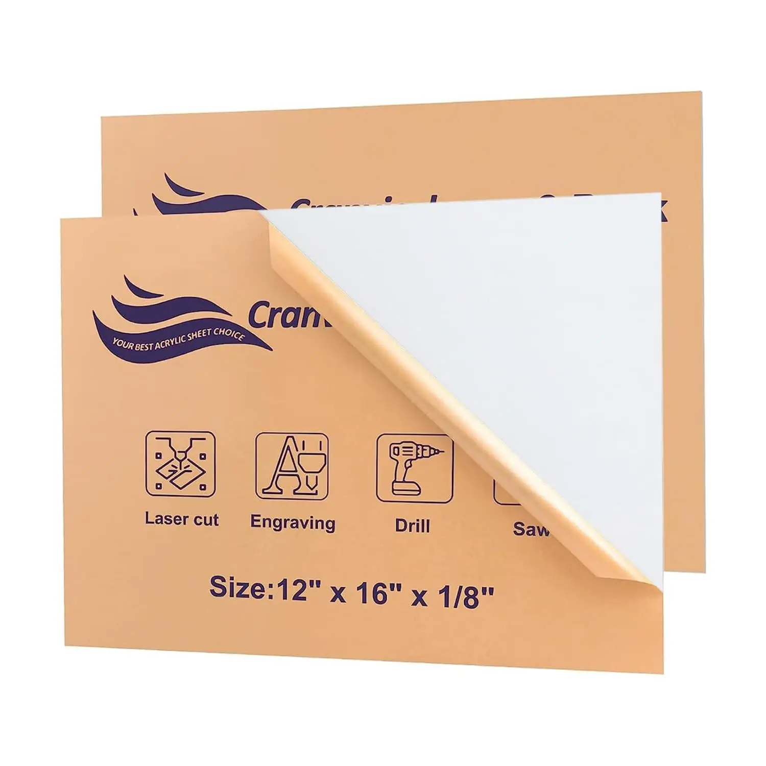 

White Acrylic Sheets 12"x16"x1/8", 2 Pack Cast Plexiglass for Sign DIY Display, Photo Frame, Wedding Invitation, Craft Painting