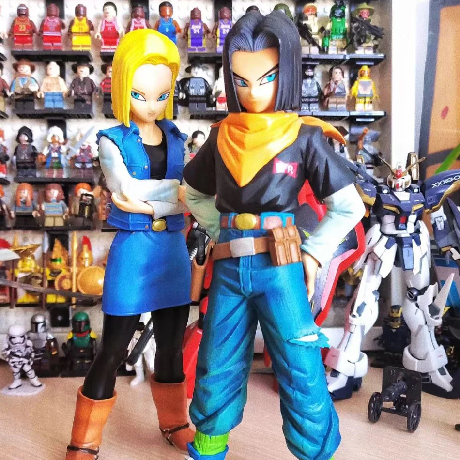 

24CM Dragon Ball Z Android 17 & 18 Action Figures Set PVC Collectible Model Toys for Children Christmas Gift Anime Collection