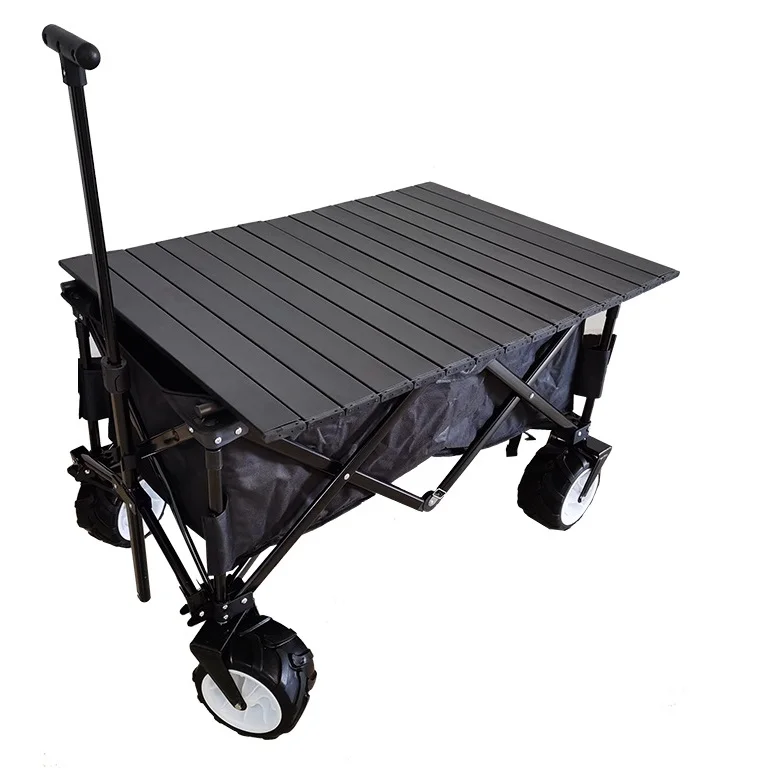 Outdoor portable durable camping trolley garden picnic folding beach wagon  with Wide Wheels and Table