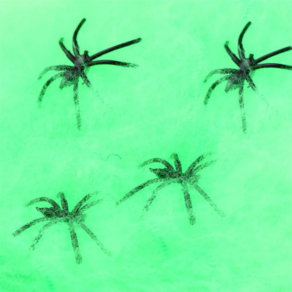 Ragno di Halloween Tela di cotone con quattro ragni Decorazione Atmosfera di Halloween Forniture per decorazioni per la casa per feste in giardino all'aperto