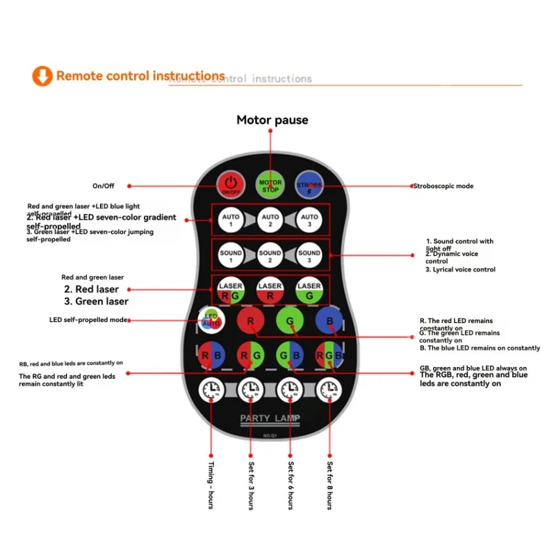 ABGI-RGB Laser Projector Stage Light DJ Disco LED Lamp USB Rechargeable UV Sound Strobe Wedding Holiday Party Effect