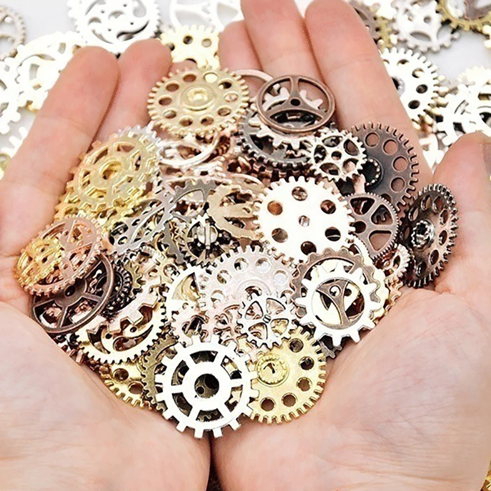 50 G/pack Gear small size 5-25mm mixed alloy mechanical steam punk gear and  Diy accessories bracelet necklace jewelry pendant