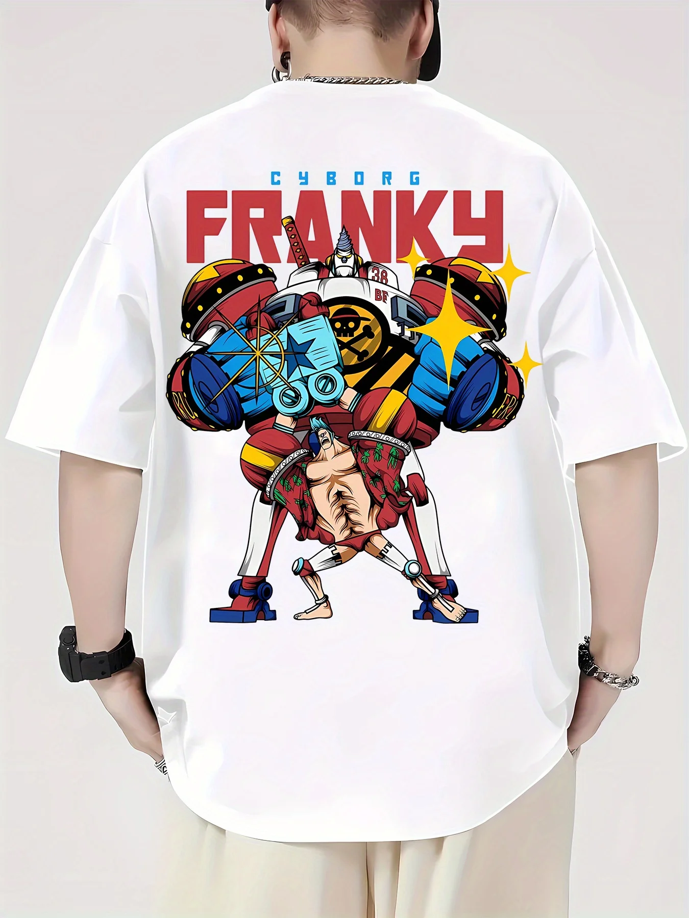 Franky Anime ONE PIECE Harajuku camiseta de verano de algodón para hombre Fitness de gran tamaño Vintage calle mujer Casual suelta mangas cortas