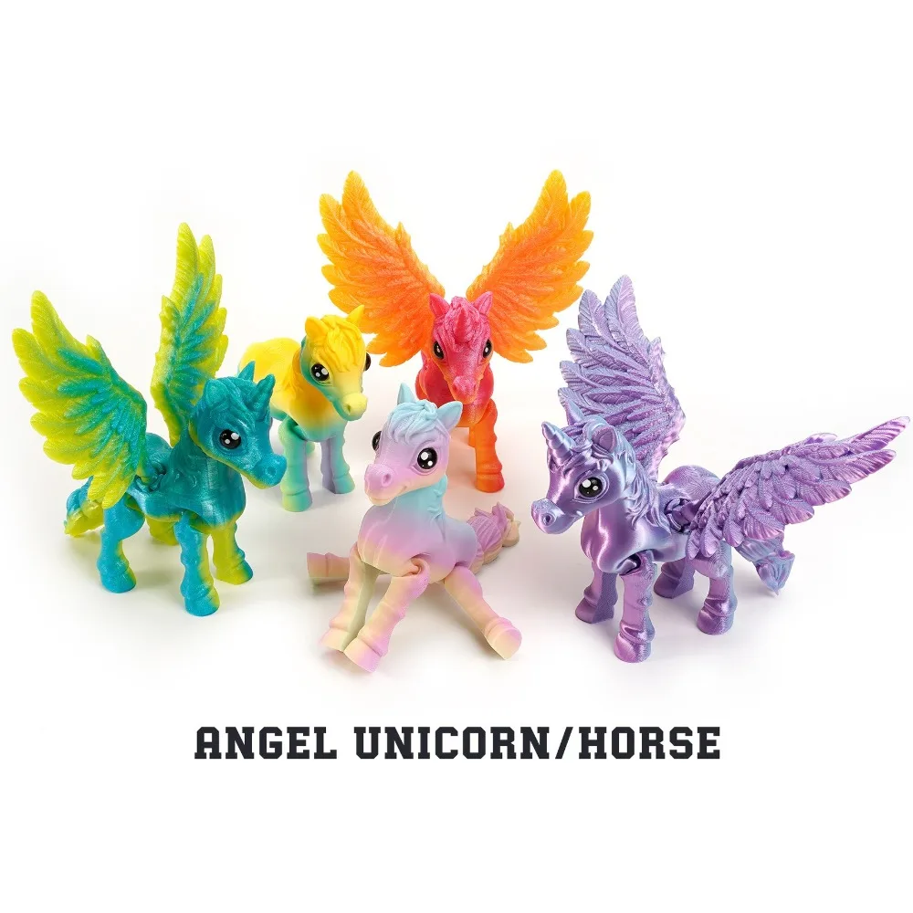 3D Printed Winged Unicorn Pegasus Figurine Ornament Movable Joints Colorful Animal Model Toy Desk Decoration Home Decor Kid Gift