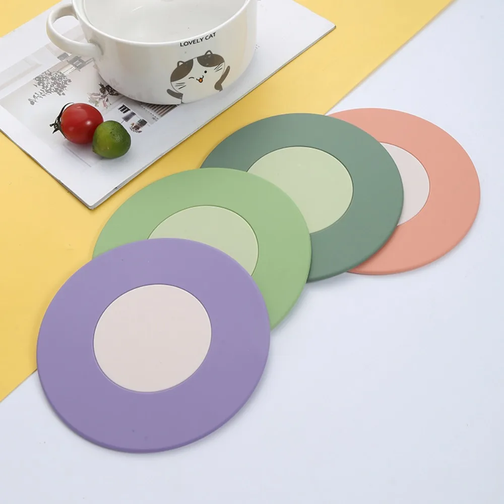 Non-slip Silicone Insulation Pads High Temperature Resistant Colorful Tableware Pads Durable Round Pot Mat Dormitory