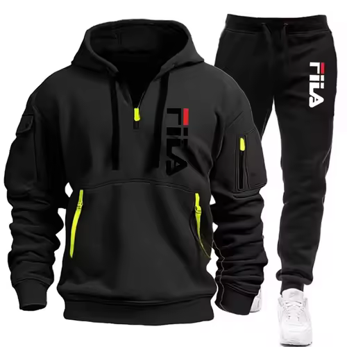 Two sets of 2025 new fashionable men's sportswear, a zippered hooded sweatshirt and sweatpants, for casual fitness and jogging - Image 16