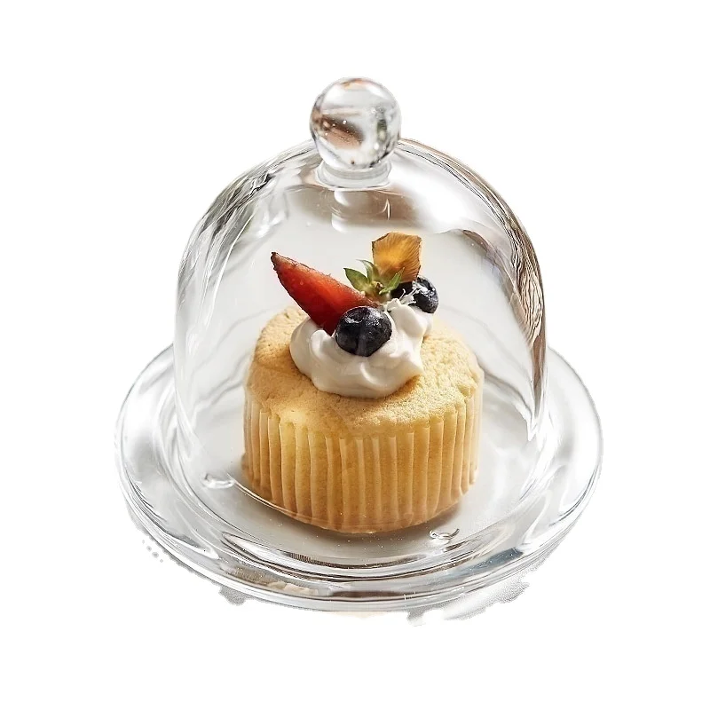 

Cake tray dust-proof bread dessert plate glass cover breakfast plate buffet fruit display plate with cover