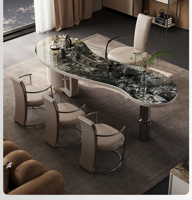 

Italian minimalist balcony tea table luxury stone rock slab living room modern minimalist senior tea table