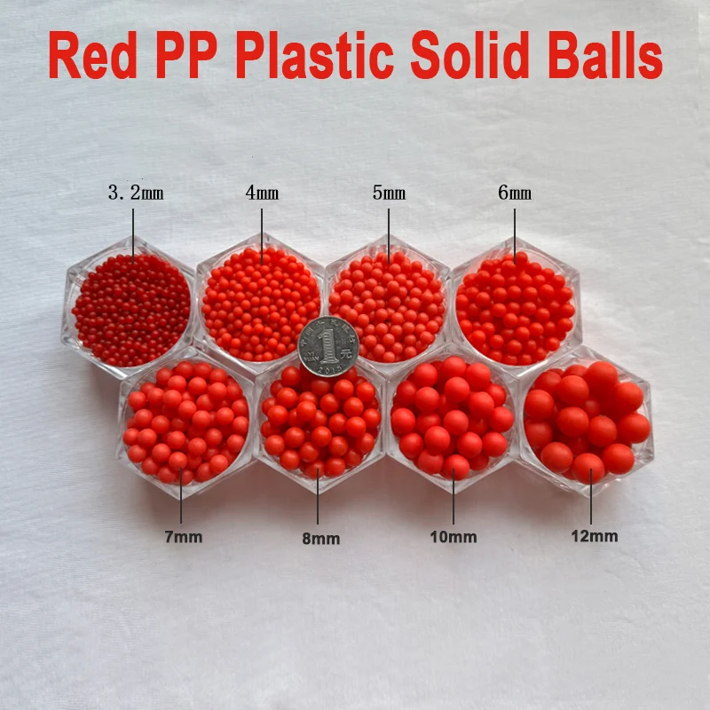 Red PP Plastic Solid Floating Balls Diameter 3.175-30mm Red Polypropylene Plastic Ball for Water Level Indicator Industrial Buoy