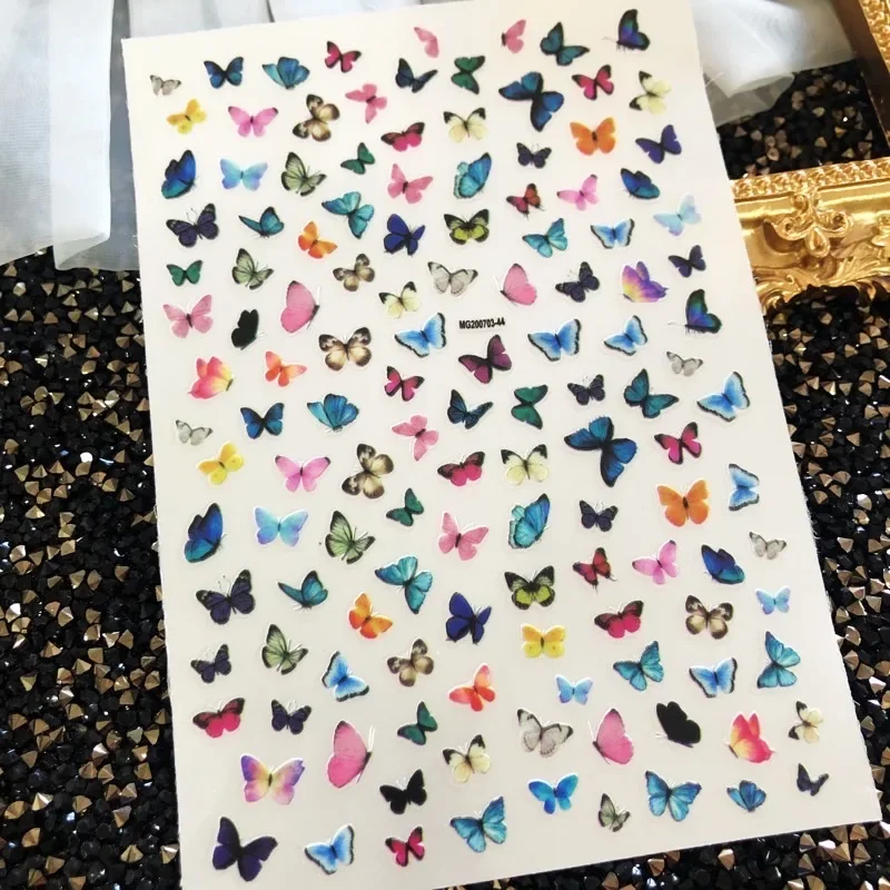 3D 네일 스티커 나비 시리즈 백 글루 셀프 접착 네일 아트 장식 도구 슬라이더 네일 데칼용