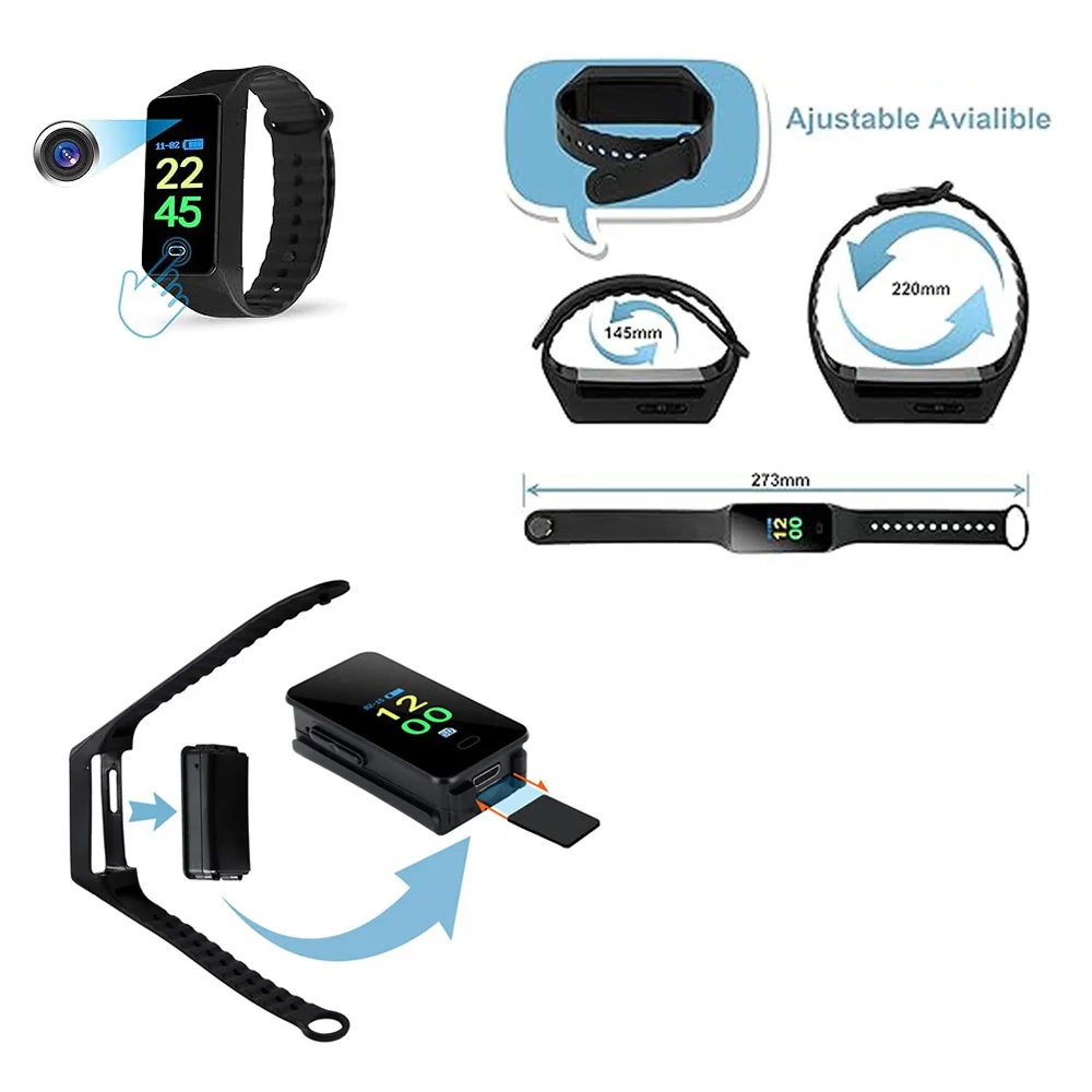 Bracelet Camera Recorder Watch Recorder Watch HD Noise Reduction Voice Activated Wristband Camera Recorder Bracelet for Meeting