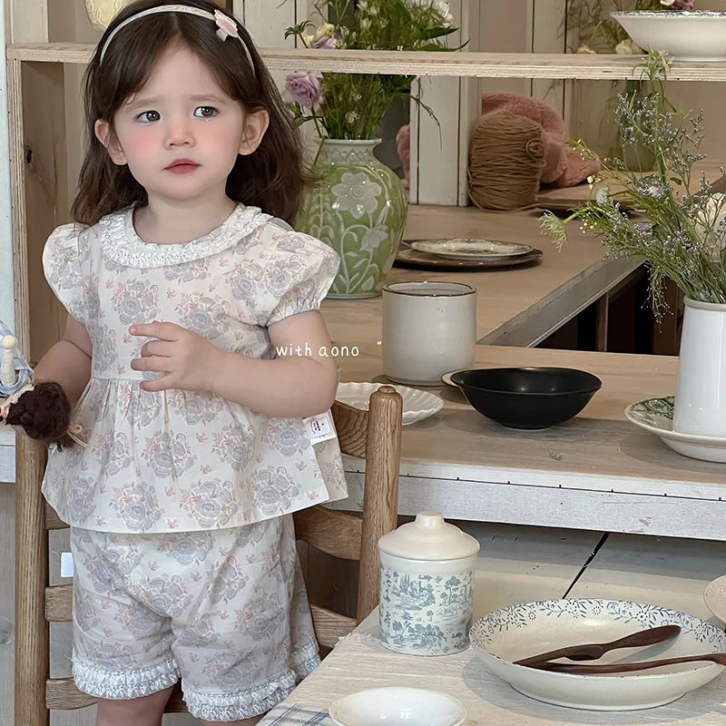 

SeasonSea Baby Print Pure Cotton Set for 0-2Y Baby Comfortable Kids Breathable Loungewear Spring Summer Suit Floral Toddler Set