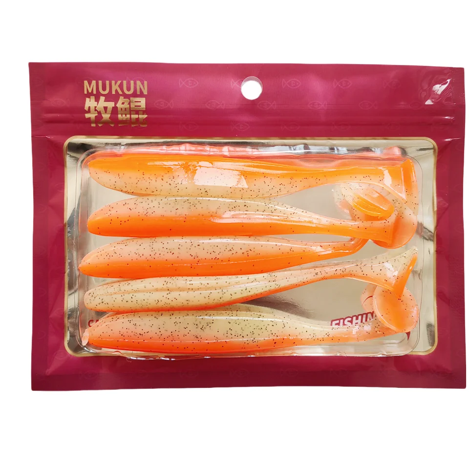 MUKUN 5 Stück 12 cm 8,5 g T-Tail Swimbait Weicher Silikon-Wurmköder Künstlicher Köder Wobbler für Meeres- und Süßwasser-Angelausrüstung