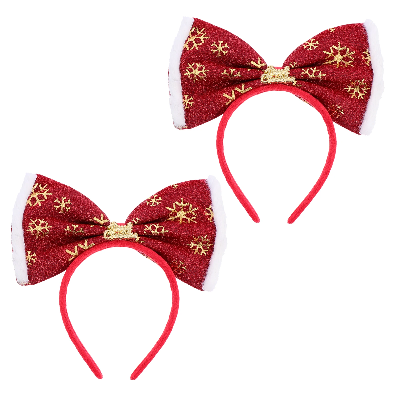 

2 Pcs Hair Band Bow Headband Accessories Kids Christmas Headwear Hoop Bowknot Red
