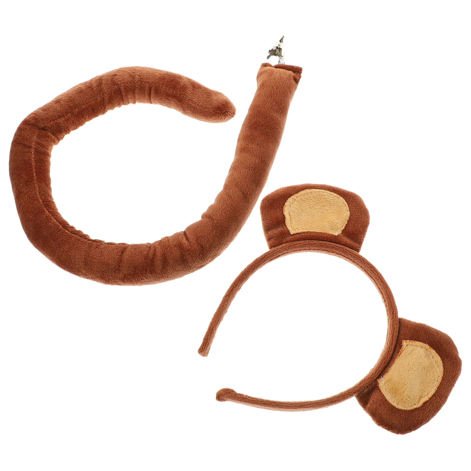 Amosfun Fascia per orecchie da scimmia con coda Accessorio per cosplay per costume da festa per animali Marrone