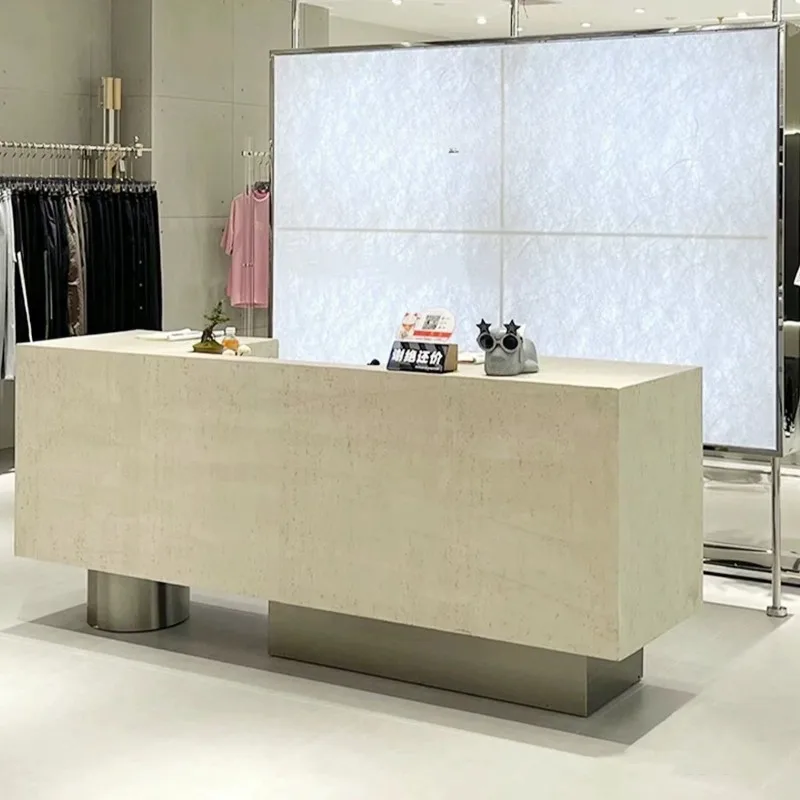 Imitation travertine checkout page Clothing store Shop Bar counter Simple front desk Women's clothing store Beauty shop Yoga rec