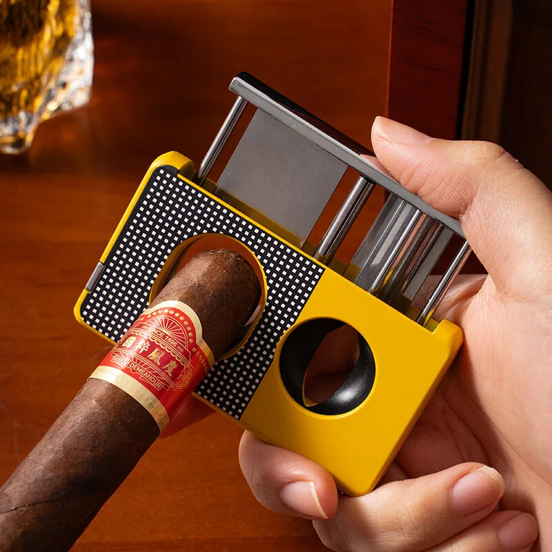 

Cigar Cutter V-Cut 4 in 1 Straight Scissors,with Cigar Punch,Draw Enhancer Sharp Stainless Steel Blade Ideal Christmas Gift