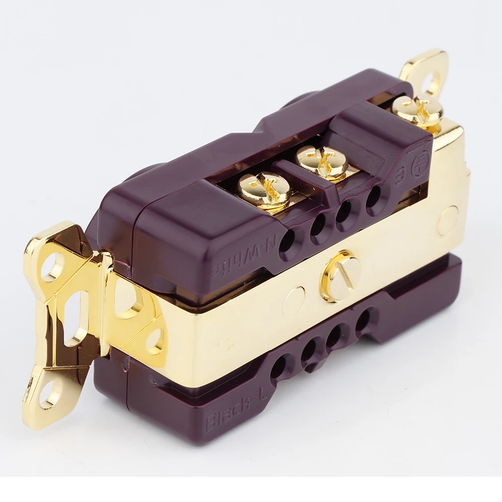 ช่อง20A ไฟฟ้ากระแสสลับชุบทองทองแดงแผ่นชุบโรเดียม86 120เต้ารับติดผนัง