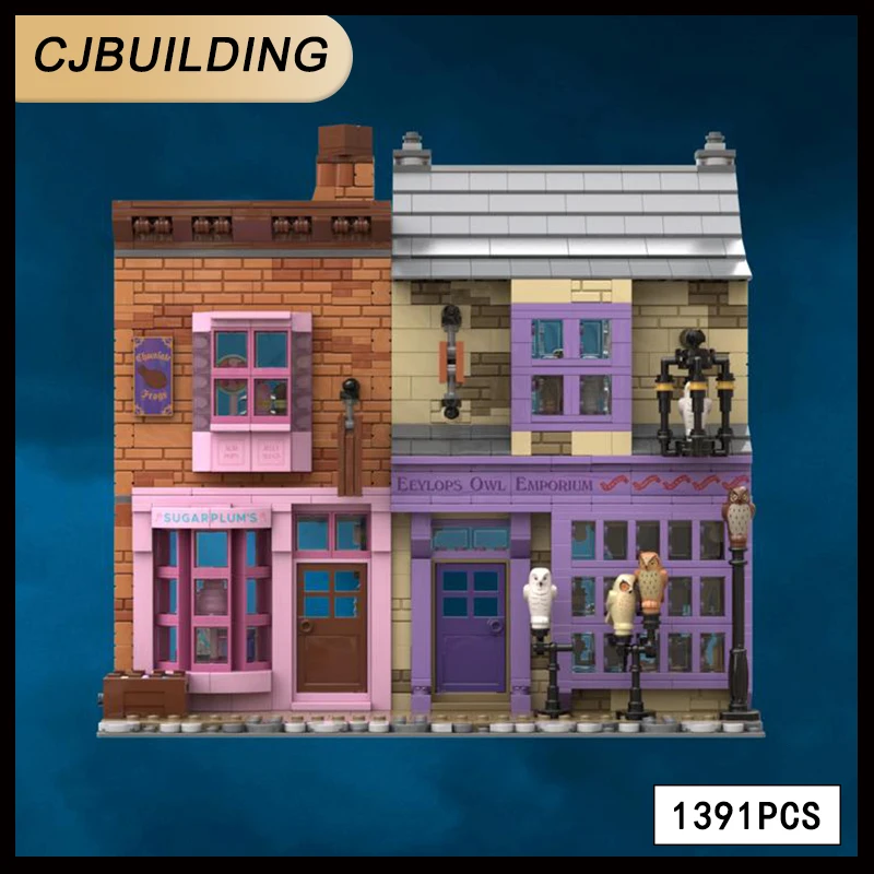 HP Movie MOC Owl Emporium and Sugarplums Sweet Shop SP011 Building Block Castle Model DIY Assembly Brick Toy  MOC-69155