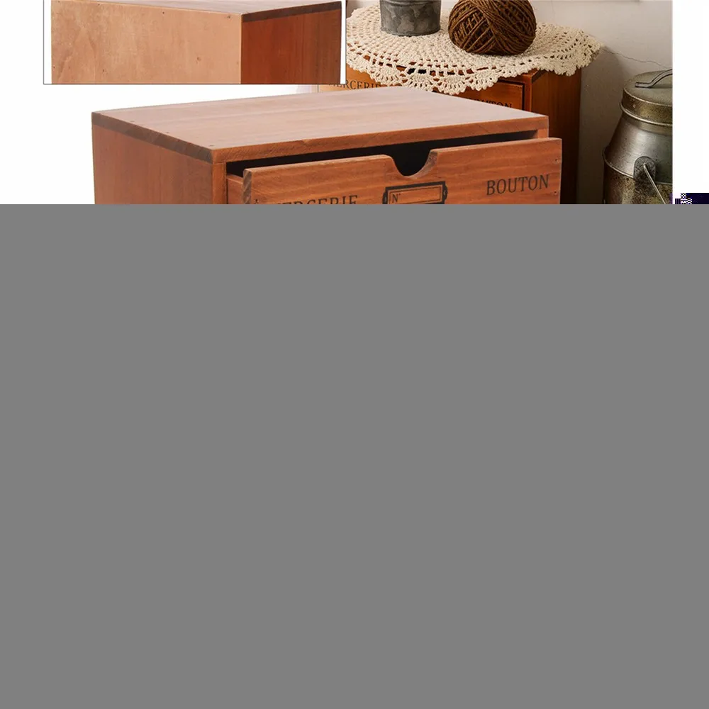 

Desk Organizer with 4 Drawers, Vintage Wooden Storage Box Drawer Organizer NEW