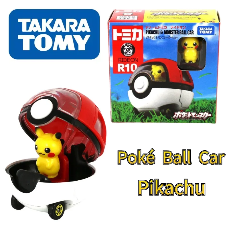 TOMY Takara  Kawaii Pokemon Figures Pikachu Poké Ball Car Exquisite Model Toy Anime Collection Perfect Children Gifts