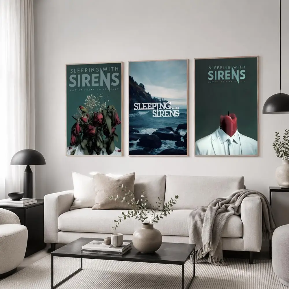 Band Sleeping with Sirens Poster Classic Poster HD Art Sticky Wall Waterproof Home Living Room Bedroom  Aesthetic Decoration