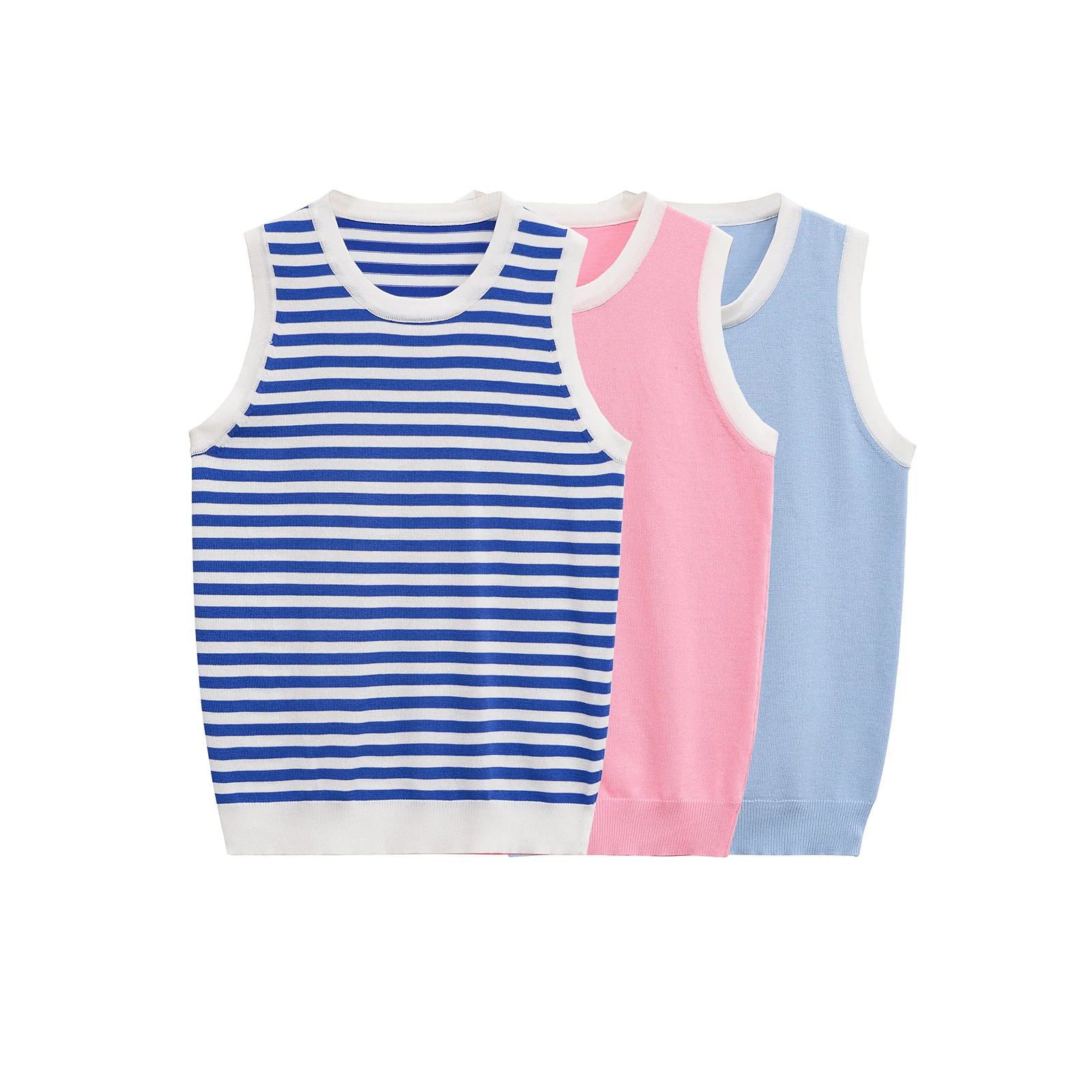 

Женские топы без рукавов на лето и весну, полосатый вязаный жилет, эластичный тонкий повседневный тонкий жилет, пуловер, майки 8851002
