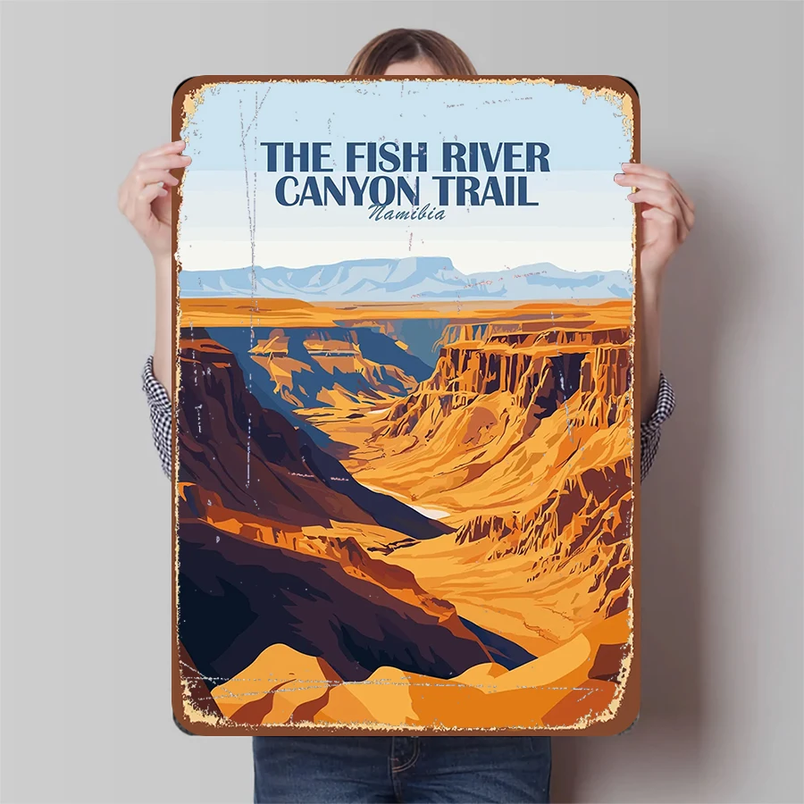Fish River Canyon Trail Namibia Landscape Metal Wall Art Decorative Iron Painting for Home Office Decoration