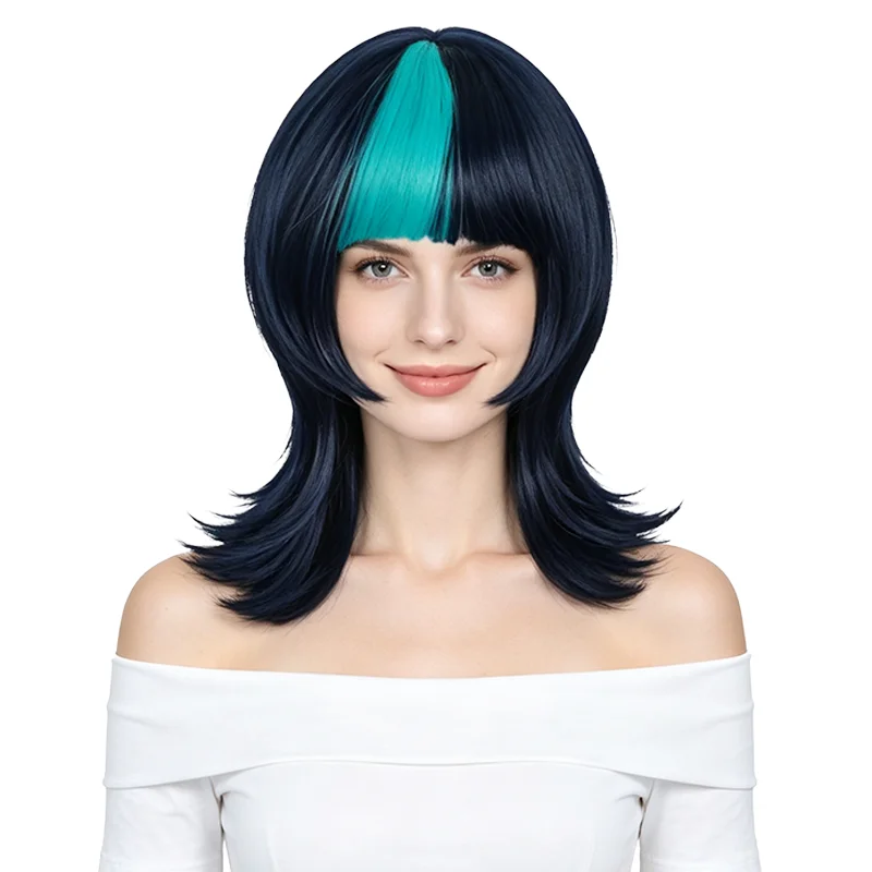 Kirara Hoshi Cos Wig Jujutsu Kaisen Anime Character Navy Blue Turquoise Highlights Wigs For Halloween Comic Con Party Costume